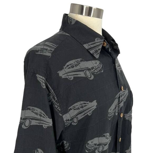 CARIBBEAN Classic Car Design 100% Silk Button Up Large - Picture 3 of 8